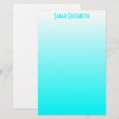 Aqua White Ombre Stationery Briefpapier (Voorkant / Achterkant)