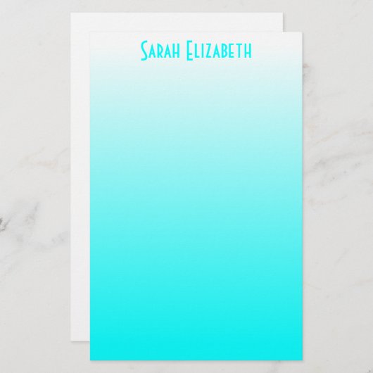 Aqua White Ombre Stationery Briefpapier (Voorkant / Achterkant)