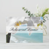 Aqua/White Orchid Beach repetitie diner uitnodigen Kaart (Staand voorkant)