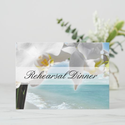 Aqua/White Orchid Beach repetitie diner uitnodigen Kaart (Staand voorkant)