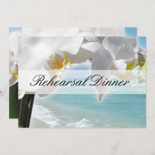 Aqua/White Orchid Beach repetitie diner uitnodigen Kaart (Voorkant / Achterkant)