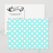 Aqua & White Polka Dot Wedding RSVP Briefkaart (Voorkant / Achterkant)