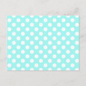 Aqua & White Polka Dot Wedding RSVP Briefkaart (Voorkant)