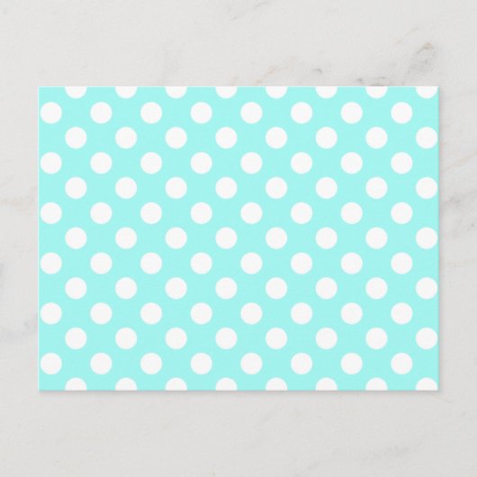 Aqua & White Polka Dot Wedding RSVP Briefkaart (Voorkant)