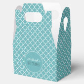 Aqua White Quatrefoil Baby shower Bedankdoosjes (Geopend)
