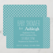 Aqua White Quatrefoil baby shower Kaart (Voorkant / Achterkant)