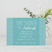 Aqua White Quatrefoil baby shower Kaart (Staand voorkant)