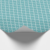 Aqua White Quatrefoil Cadeaupapier (Hoek)