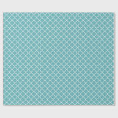 Aqua White Quatrefoil Cadeaupapier (Vlak)