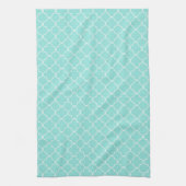 Aqua White Quatrefoil Kitchen Cloth Towel Theedoek (Verticaal)