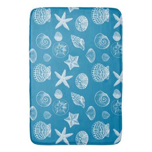 Aqua White Shells Badmat (Voorkant Verticaal)