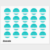 Aqua White Simple Initiaal Wedding Favor Bedankt Ronde Sticker (Vel)