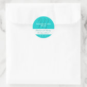 Aqua White Simple Initiaal Wedding Favor Bedankt Ronde Sticker (Tas)