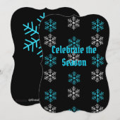 Aqua/White Sneeuwvlok Platte Vakantie Kaart (Voorkant / Achterkant)