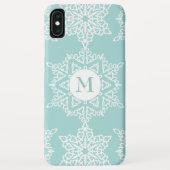 Aqua White Sneeuwvlokken Kerstvakantie Monogram Case-Mate iPhone Case (Achterkant)