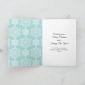 Aqua White Sneeuwvlokken Vrolijk Kerstfeest Foto Feestdagen Kaart (Binnen)