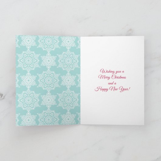 Aqua White Sneeuwvlokken Vrolijk Kerstfeest Foto Feestdagen Kaart (Binnen)