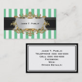Aqua White Stripe, Black Ribbon, Gold Framed Label (Voorkant / Achterkant)