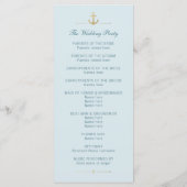 Aqua White Striped Nautical Program Rack-Kaarten Programmakaart (Achterkant)