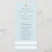 Aqua White Striped Nautical Program Rack-Kaarten Programmakaart (Voorkant)