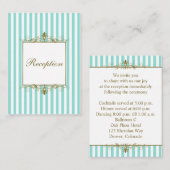 Aqua, White Stripes Gold Scroll Enclosure Kaart (Voorkant / Achterkant)