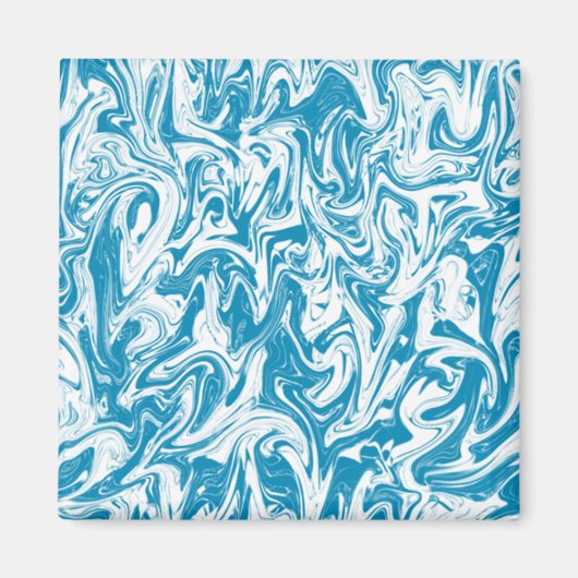 Aqua & White Swirl Magneet (Voorkant)