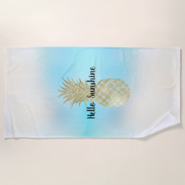 Aqua White Tie Dye Gold Ananas Strandlaken