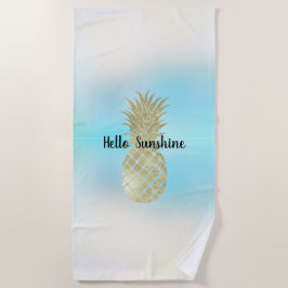 Aqua White Tie Dye Gold Ananas Strandlaken