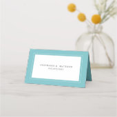 Aqua White Wedding Elegant Chic Border Modern Plaatskaartje (Achterkant)
