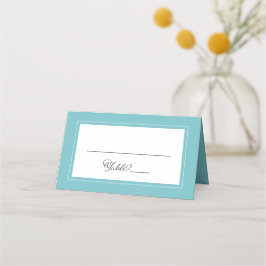 Aqua White Wedding Elegant Chic Border Modern Plaatskaartje