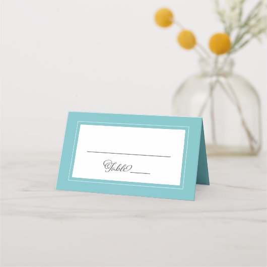 Aqua White Wedding Elegant Chic Border Modern Plaatskaartje (Voorkant)