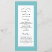 Aqua White Wedding Service Ceremony Elegant Programmakaart (Voorkant)