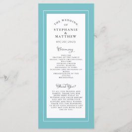 Aqua White Wedding Service Ceremony Elegant Programmakaart
