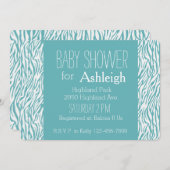 Aqua White Zebra Print baby shower Kaart (Voorkant / Achterkant)