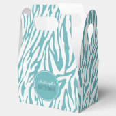 Aqua White Zebra Print Bedankdoosjes (Geopend)