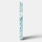 Aqua White Zebra Print Monogram Case-Mate iPhone Case (Achterkant / Links)