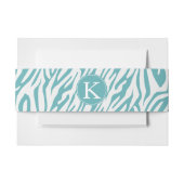 Aqua White Zebra Print monogram Uitnodigingen Wikkel (Voorkant Voorbeeld)