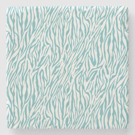 Aqua White Zebra Print Stenen Onderzetter (Voorkant)