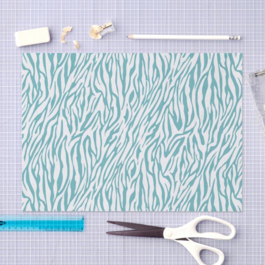 Aqua White Zebra Print Tissuepapier (Craft)