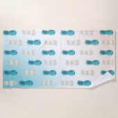 Aqua WhiteTropische Glam Ananas Strandlaken (Voorkant)