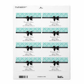 Aqua Wht Damask Zwart H Water Label (Full Sheet)