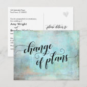 Aqua Wijziging van de plannen Uitgestelde trouwdat Briefkaart (Voorkant / Achterkant)