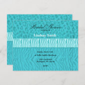 Aqua Wild Animal Print Bridal Shower Kaart (Voorkant / Achterkant)