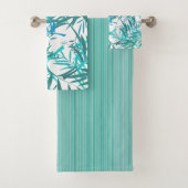 Aqua willow- en Stripes Bath-handdoekset Bad Handdoek (Insitu)
