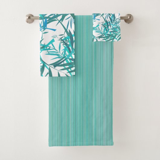 Aqua willow- en Stripes Bath-handdoekset Bad Handdoek (Insitu)