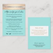 Aqua Wimper Extensions Aftercare Instructies Aanbevelingskaartje (Voorkant / Achterkant)