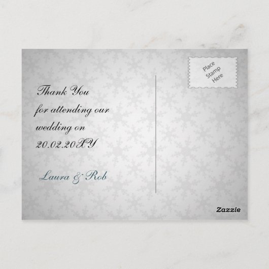 aqua winter bruiloft Hartelijk dank Briefkaart (Achterkant)