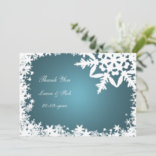 aqua winter bruiloft Hartelijk dank Kaart (Staand voorkant)