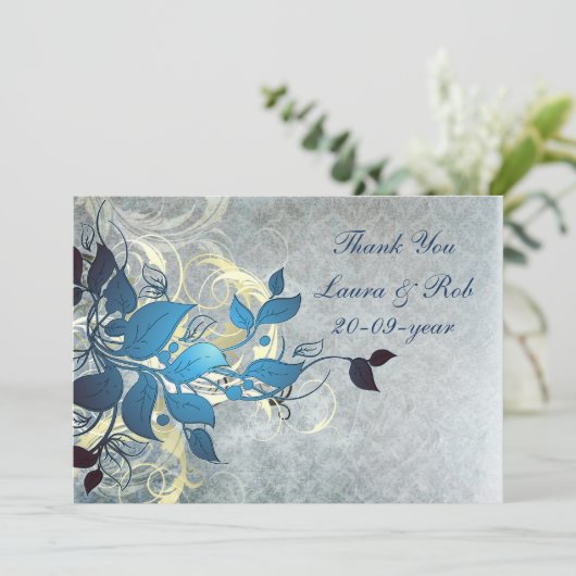 aqua winter bruiloft Hartelijk dank Kaart (Staand voorkant)