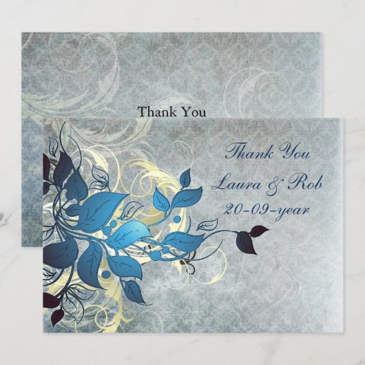 aqua winter bruiloft Hartelijk dank Kaart (Voorkant / Achterkant)